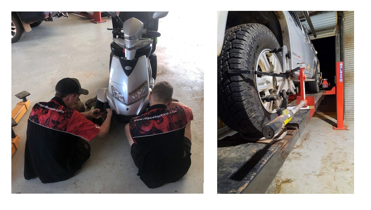 wheel alignment service on vehicles and scooters